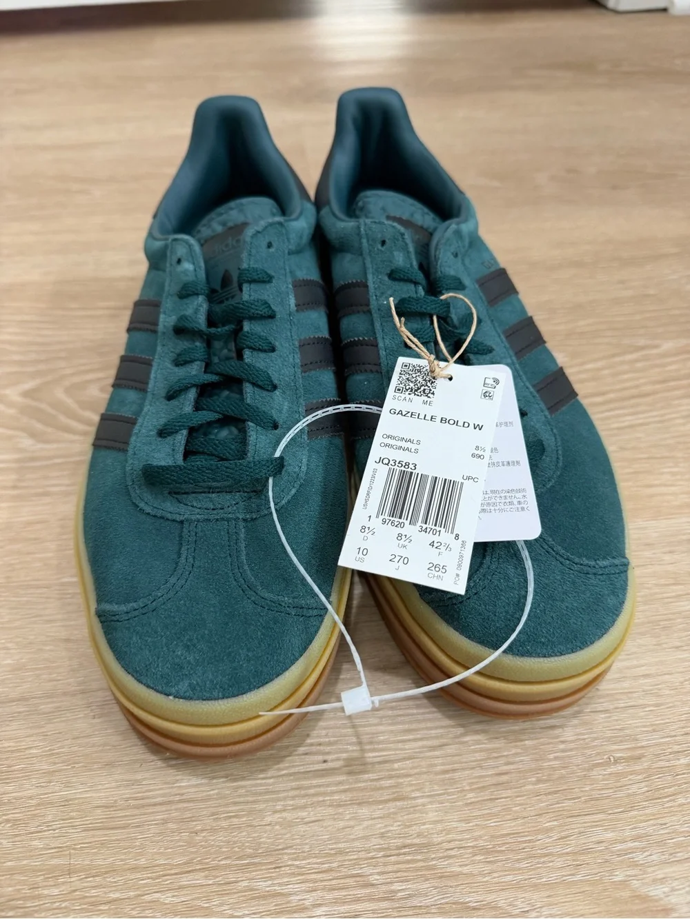 NWT Adidas Originals Gazelle Bold "Aurora Ivy/Core Black/Gum" Women's Shoe - Picture 5 of 6